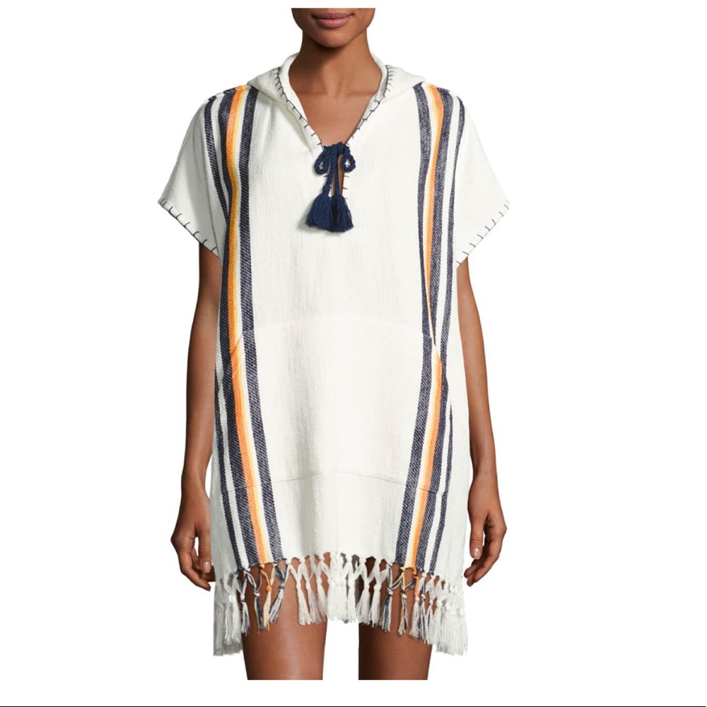 NWOT TORY BURCH
Windwell Beach Hooded Fringed Poncho Coverup, White XS/S